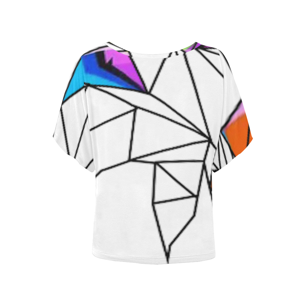 Abstract Women's Batwing-Sleeved Blouse T shirt (Model T44)
