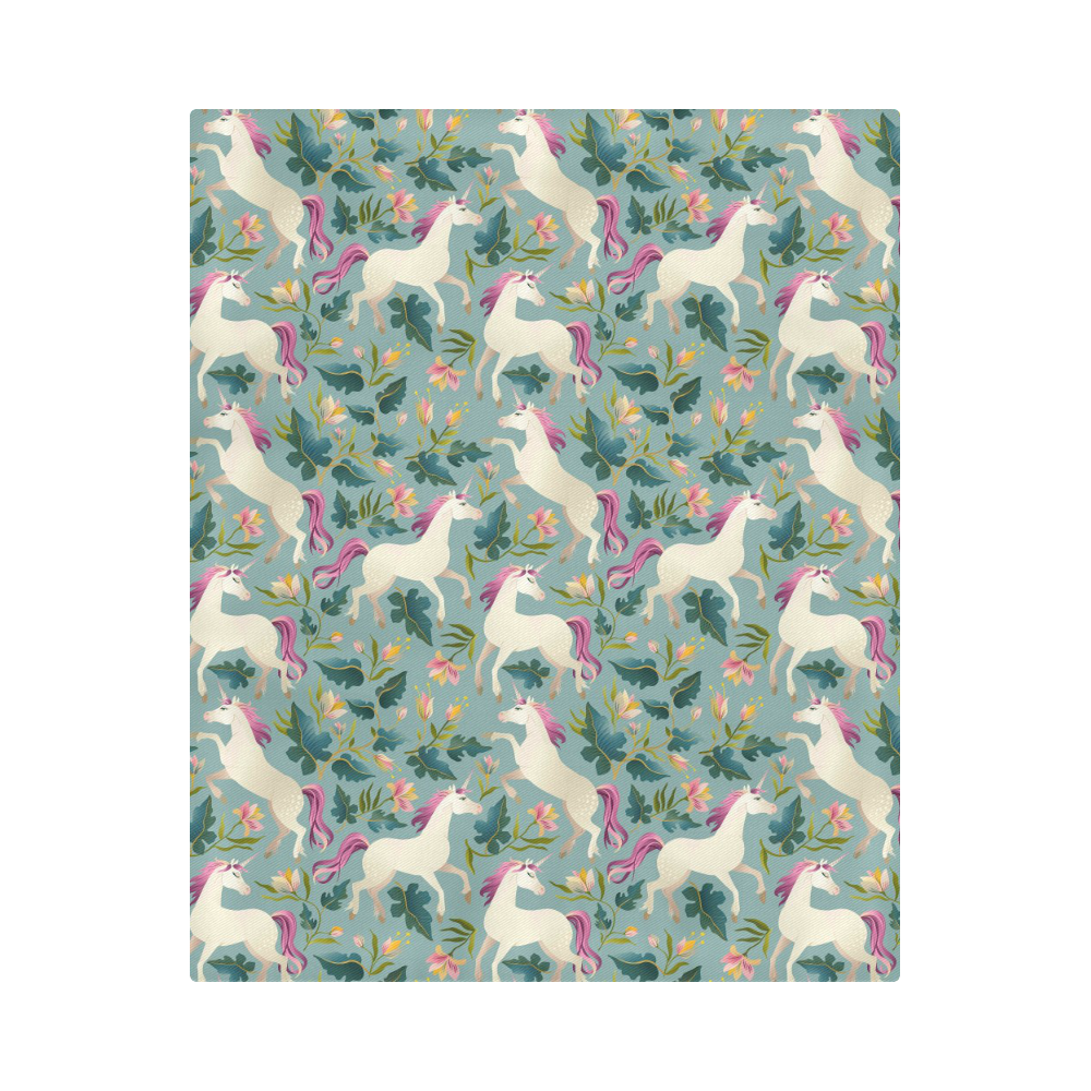 Floral Unicorn Pattern Duvet Cover 86"x70" ( All-over-print)