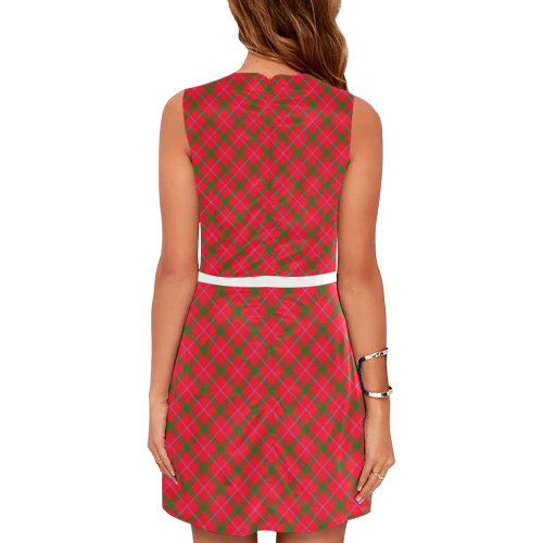 Holiday plaid / Christmas tartan Eos Women's Sleeveless Dress (Model D01)