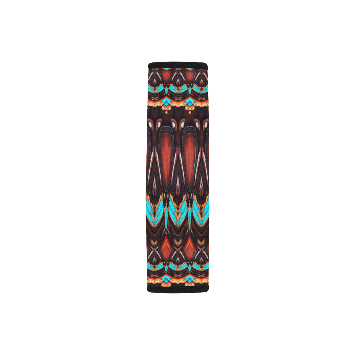 K172 Wood and Turquoise Abstract Car Seat Belt Cover 7''x8.5''