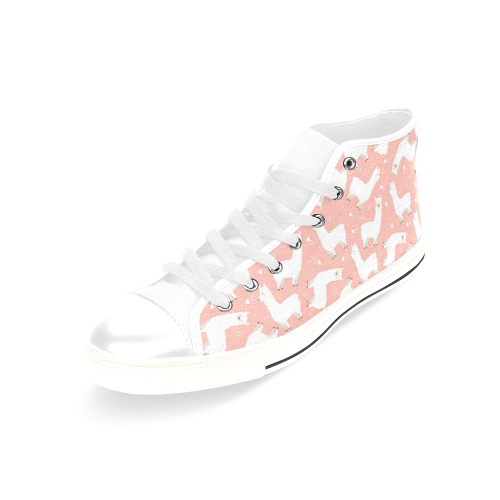 Pink Llama Pattern Men’s Classic High Top Canvas Shoes /Large Size (Model 017)