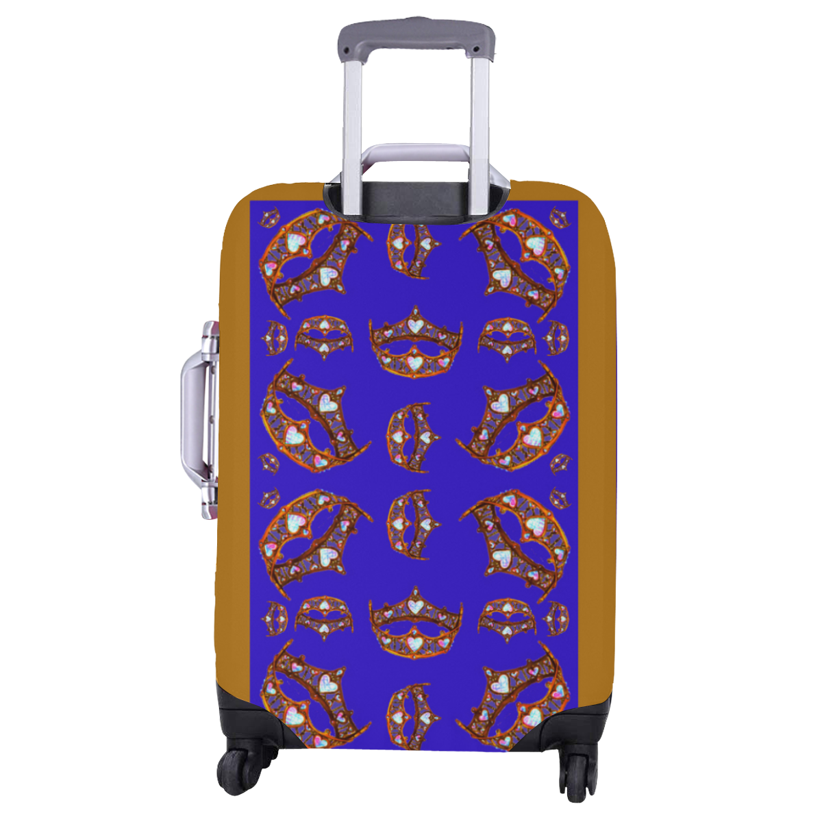 Queen of Hearts Gold Crown Tiara scattered pattern blue background luggage Luggage Cover/Large 26"-28"