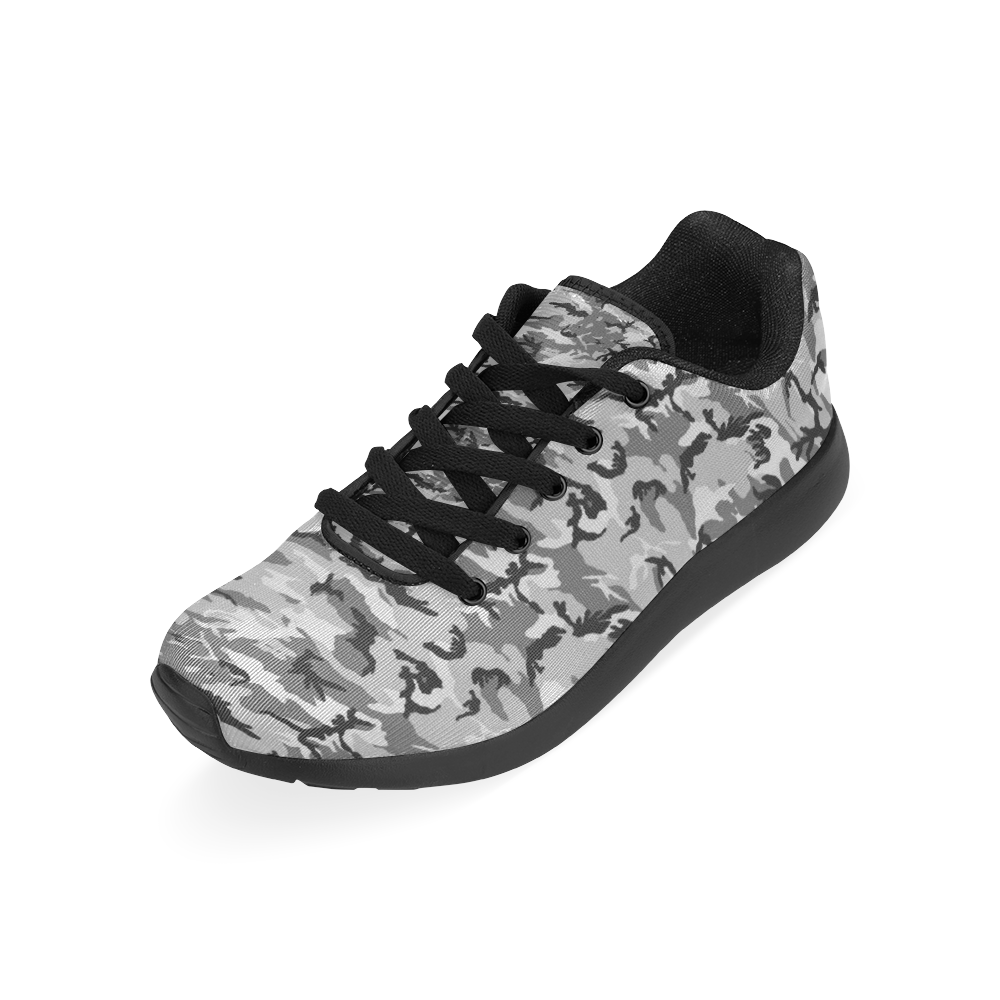 Woodland Urban City Black/Gray Camouflage Kid's Running Shoes (Model 020)