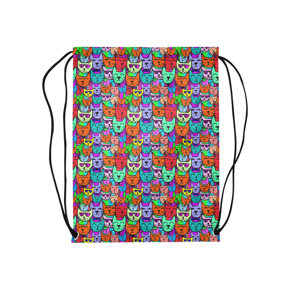 Rainbow Cats Medium Drawstring Bag Model 1604 (Twin Sides) 13.8"(W) * 18.1"(H)
