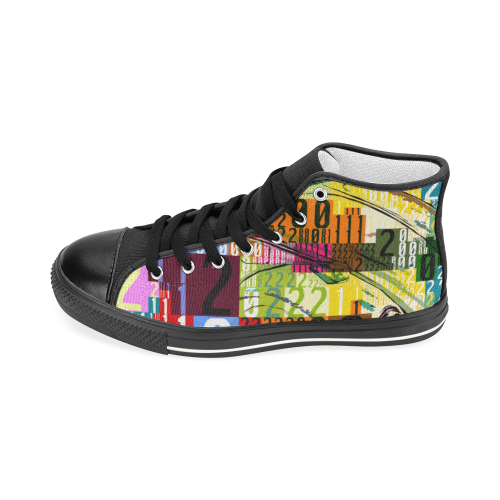 Pop Art Numbers and Vintage Car Men’s Classic High Top Canvas Shoes (Model 017)