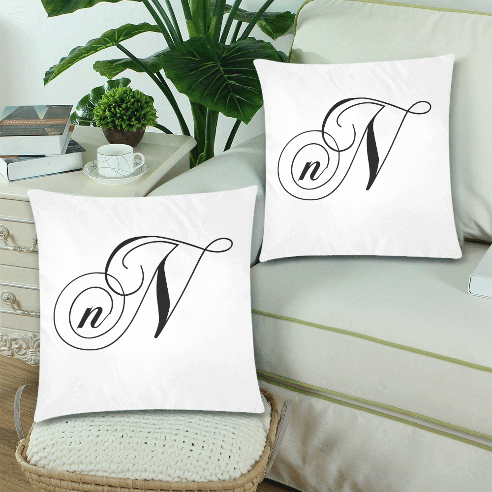 Alphabet N by Jera Nour Custom Zippered Pillow Cases 18"x 18" (Twin Sides) (Set of 2)