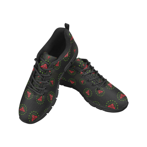 The Lowest of Low Skull Roses Women's Breathable Running Shoes (Model 055)