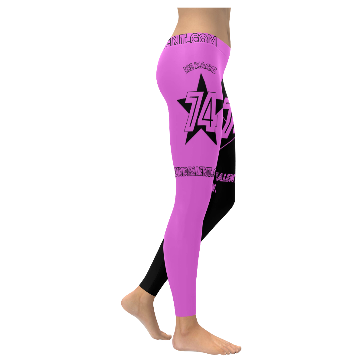 Ms Macc Pink/Black Women's Low Rise Leggings (Invisible Stitch) (Model L05)