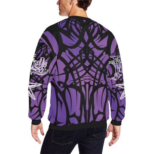 Purple Tribal RS Long Sleeve Shirt (FLEECE) Men's Oversized Fleece Crew Sweatshirt (Model H18)