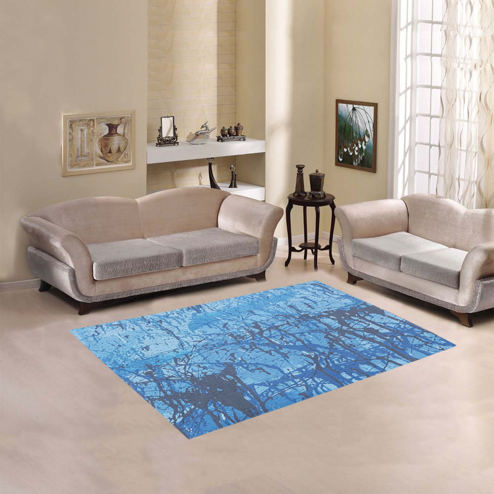 Blue splatters Area Rug 5'3''x4'