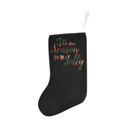 Christmas 'Tis The Season on Black Christmas Stocking (Without Folded Top)