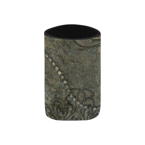 Floral design in stone optic Neoprene Can Cooler 4" x 2.7" dia.