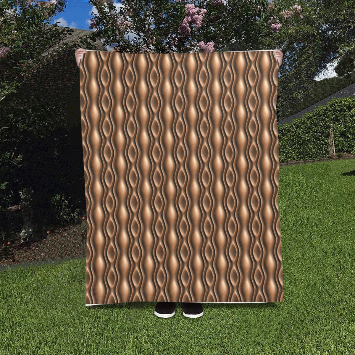 Brown leather abstract wave Quilt 40"x50"