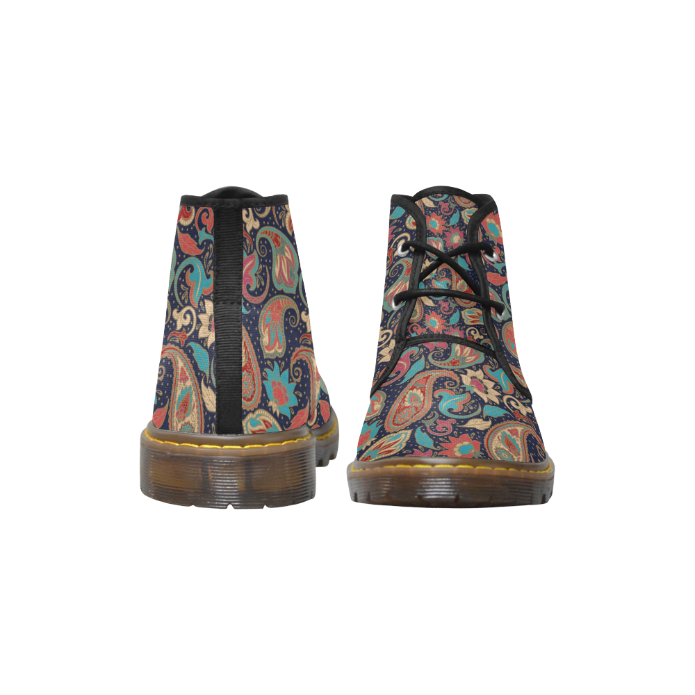 Paisley Pattern Women's Canvas Chukka Boots/Large Size (Model 2402-1)