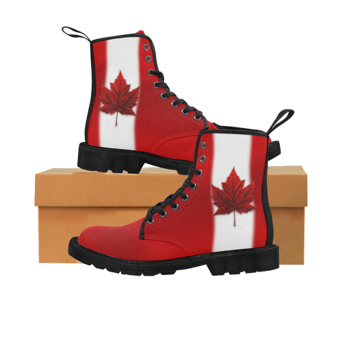 Canada Flag Boots Canada Souvenir Martin Boots for Women (Black) (Model 1203H)