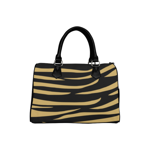 Tiger Stripes Black and Gold Boston Handbag (Model 1621)