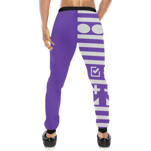 lamonki white patterned purple Men's All Over Print Sweatpants (Model L11)