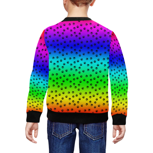 rainbow with black paws All Over Print Crewneck Sweatshirt for Kids (Model H29)
