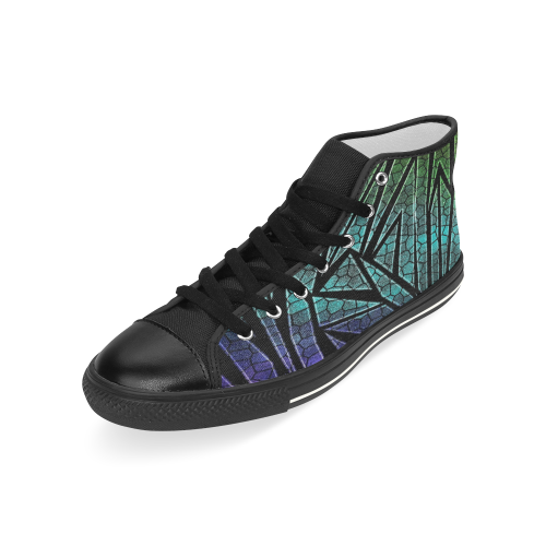 Neon Rainbow Cracked Mosaic Men’s Classic High Top Canvas Shoes (Model 017)