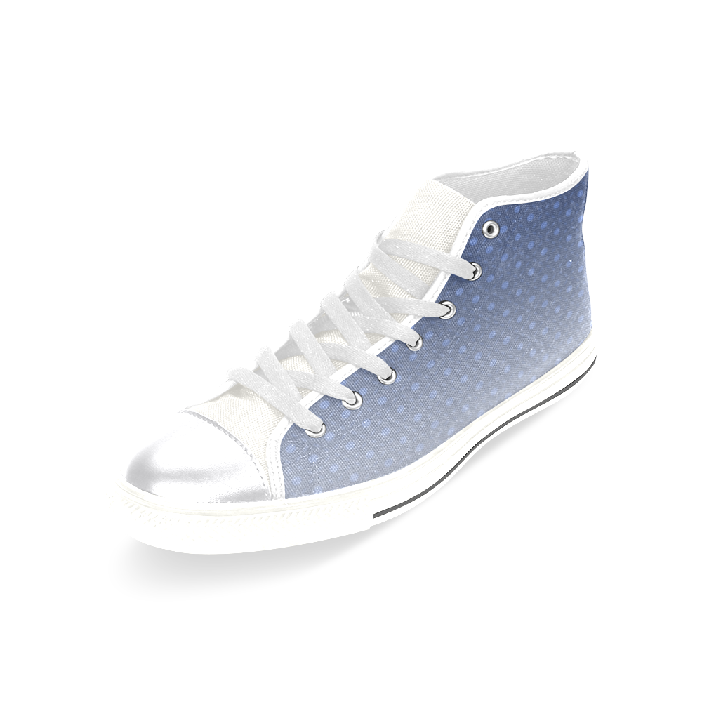 Blue Polka Dot Women's Classic High Top Canvas Shoes (Model 017)