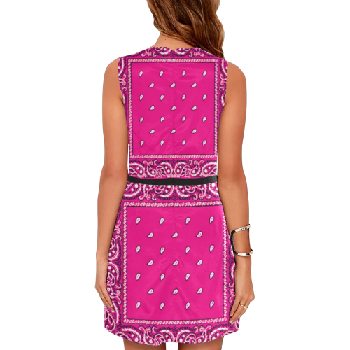 KERCHIEF PATTERN PINK Eos Women's Sleeveless Dress (Model D01)
