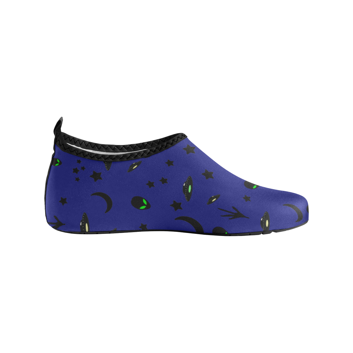 Alien Flying Saucers Stars Pattern on Blue Kids' Slip-On Water Shoes (Model 056)