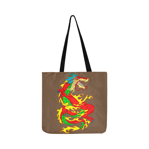 Red Chinese Dragon Brown Reusable Shopping Bag Model 1660 (Two sides)