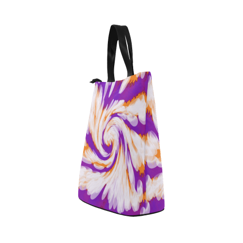 Purple Orange Tie Dye Swirl Abstract Nylon Lunch Tote Bag (Model 1670)