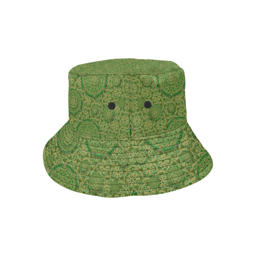 Stars in the wooden forest night in green All Over Print Bucket Hat