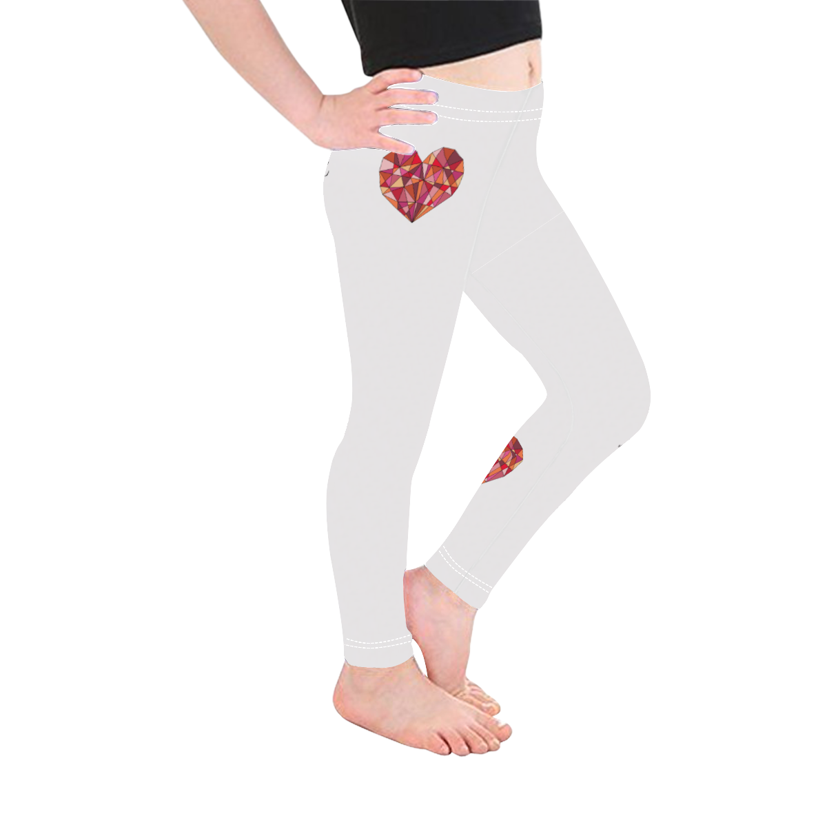 RED HEART WIREFRAME Kid's Ankle Length Leggings (Model L06)