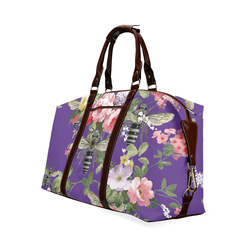 Purple Bees and Flora Classic Travel Bag (Model 1643) Remake