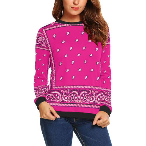 KERCHIEF PATTERN PINK All Over Print Crewneck Sweatshirt for Women (Model H18)