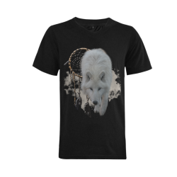 White Shaman Wolf with Dreamcatcher Men's V-Neck T-shirt  Big Size(USA Size) (Model T10)
