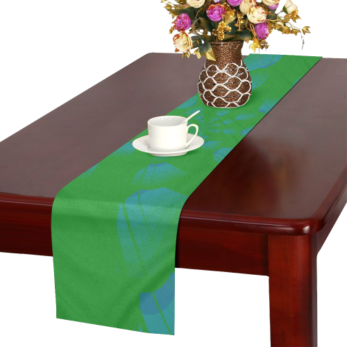 Blue on green grass Table Runner 16x72 inch