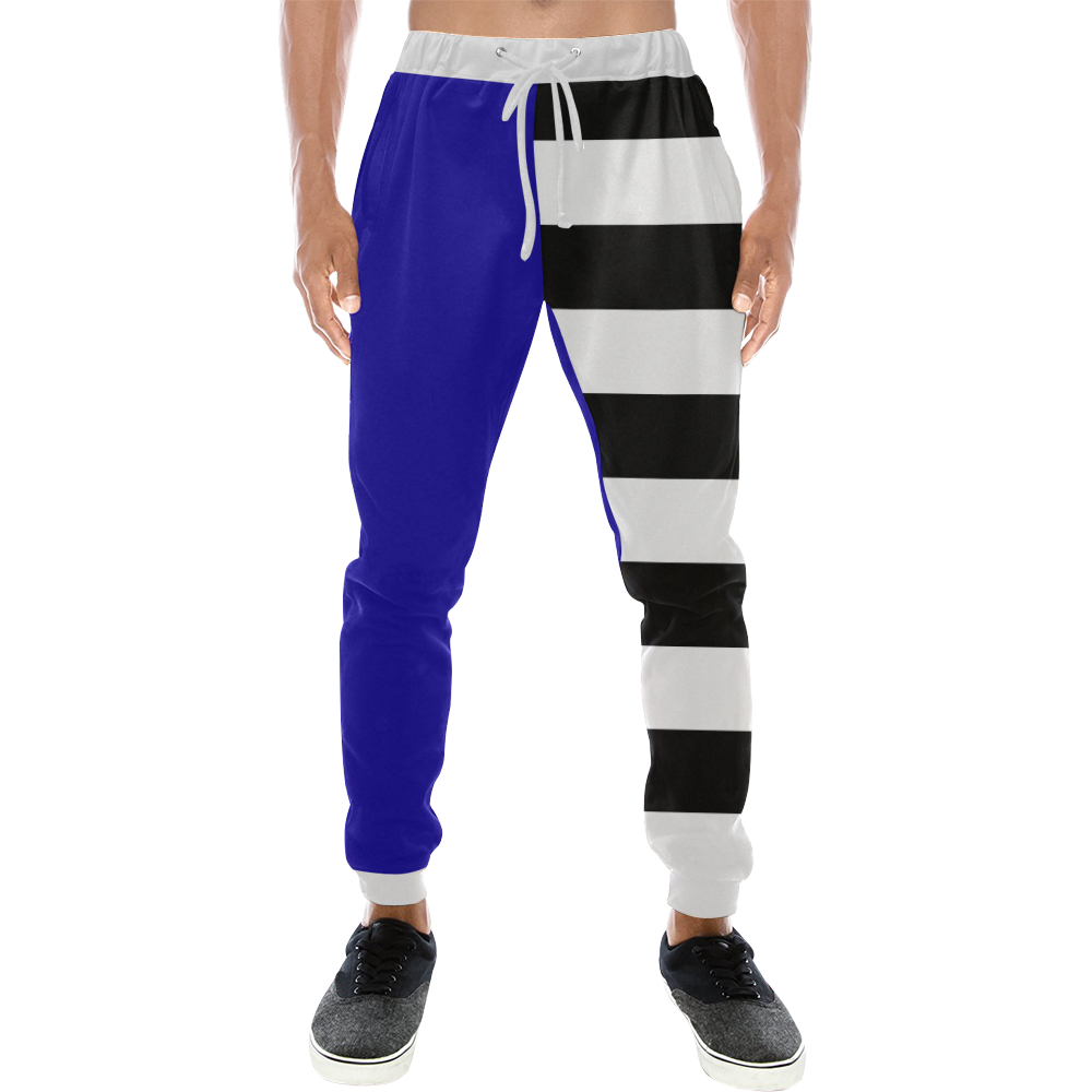 Blue and Stripes Mixed Print Men's All Over Print Sweatpants (Model L11)