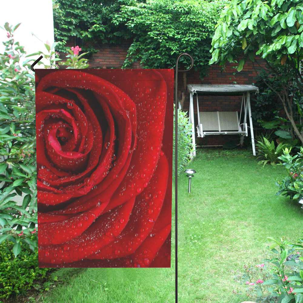Red rosa Garden Flag 28''x40'' （Without Flagpole）