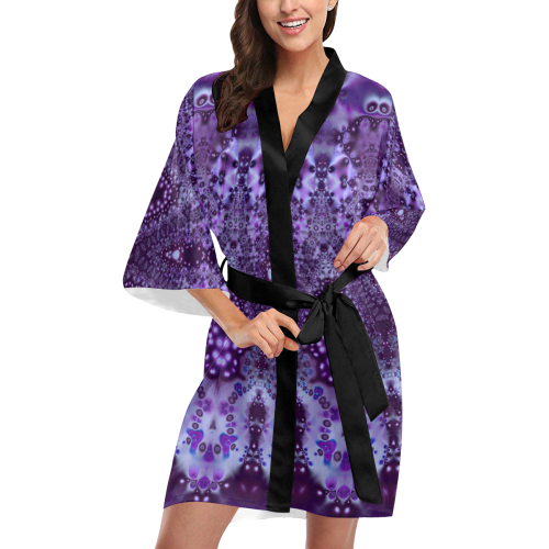 Purple Lace Adornment Kimono Robe