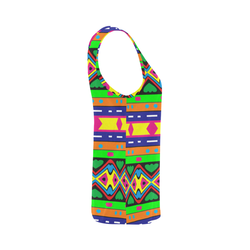 Distorted colorful shapes and stripes All Over Print Tank Top for Women (Model T43)