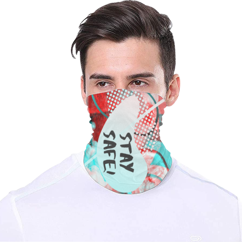 stay safe - glitch - turquose and red edition Multifunctional Headwear
