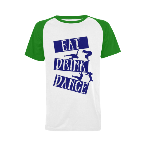 Break Dancing Blue / Green Men's Raglan T-shirt Big Size (USA Size) (Model T11)
