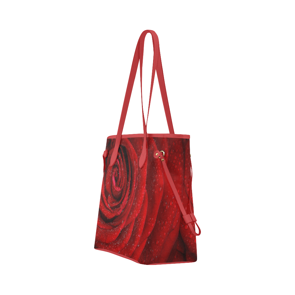 Red rosa Clover Canvas Tote Bag (Model 1661)