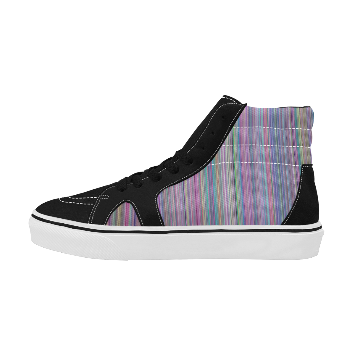 Broken TV flatscreen rainbow stripe Men's High Top Skateboarding Shoes (Model E001-1)