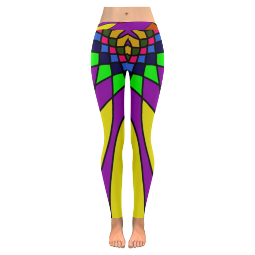 Mandala flower Women's Low Rise Leggings (Invisible Stitch) (Model L05)