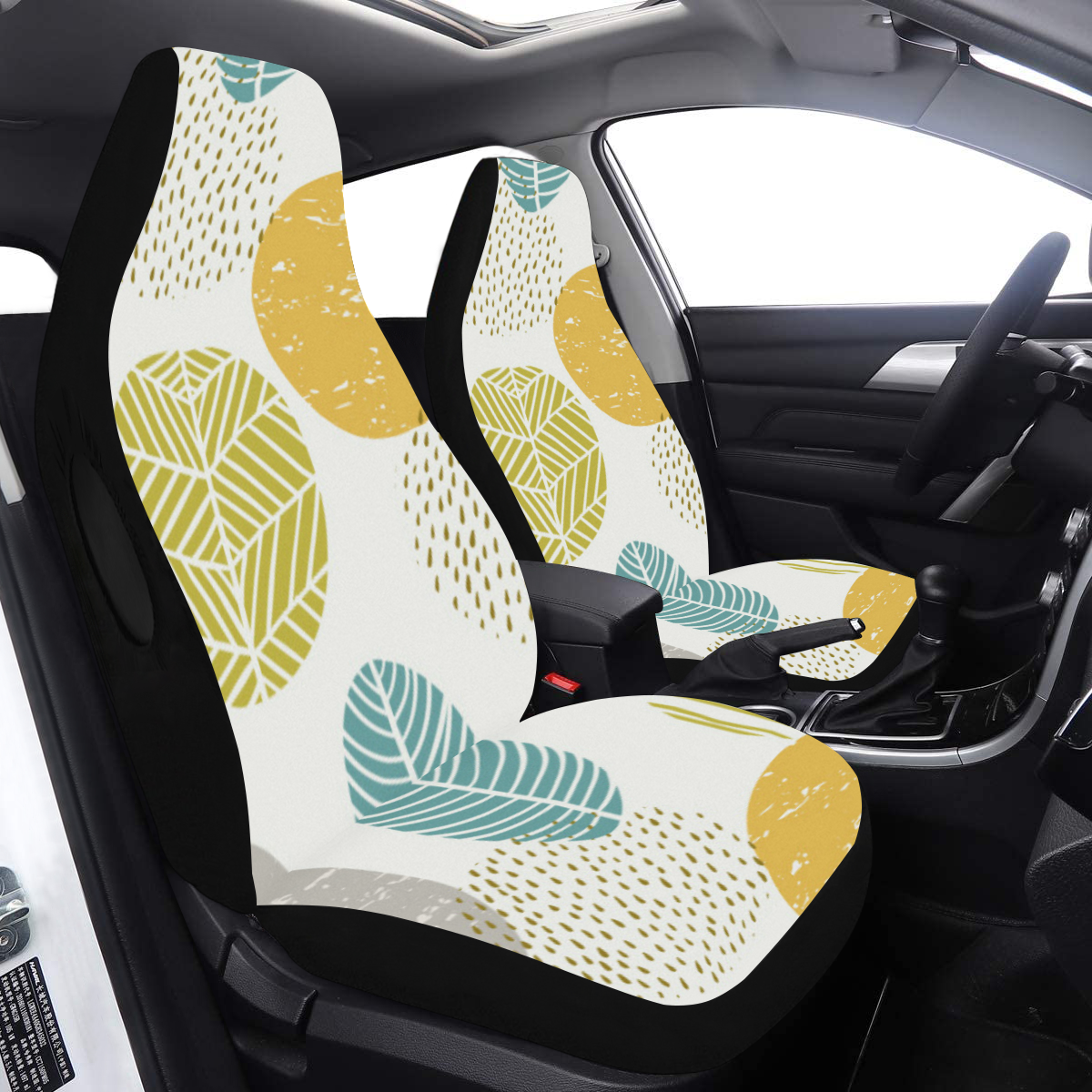 Colorful Leaves Cover, Modern Car Seat Cover Airbag Compatible (Set of 2)