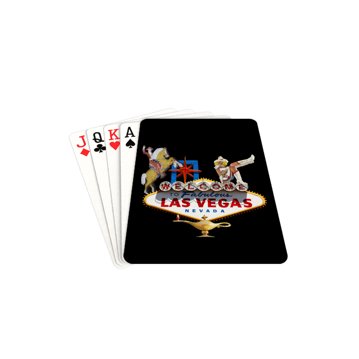 Las Vegas Welcome Sign on Black Playing Cards 2.5"x3.5"