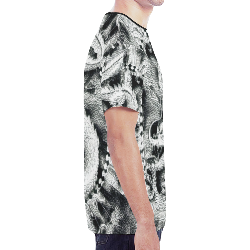 Awesome Chinese Dragon Monochrome Graphic New All Over Print T-shirt for Men (Model T45)