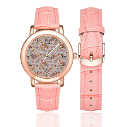 Cute Dog Women's Rose Gold Leather Strap Watch(Model 201)