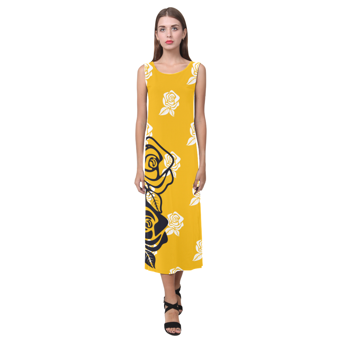 Gold Rose Phaedra Sleeveless Open Fork Long Dress (Model D08)