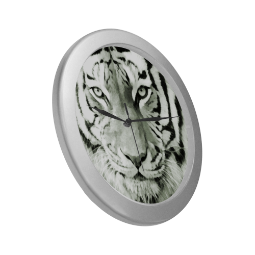 Eye of The Tiger. Silver Color Wall Clock
