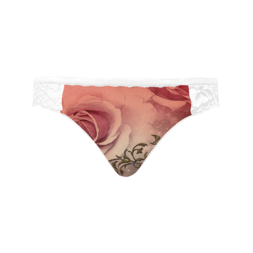 Wonderful roses with floral elements Women's Lace Panty (Model L41)